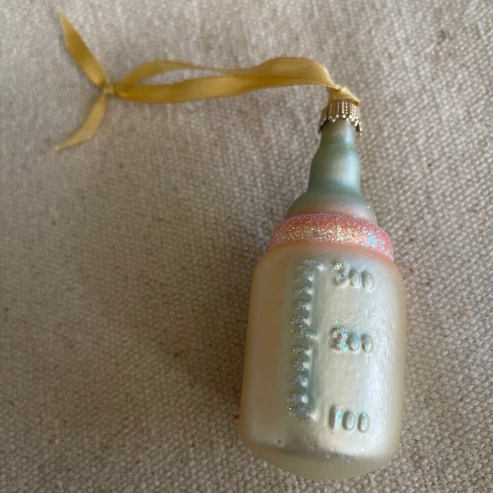 Baby Bottle blown glass Christmas ornament vintage